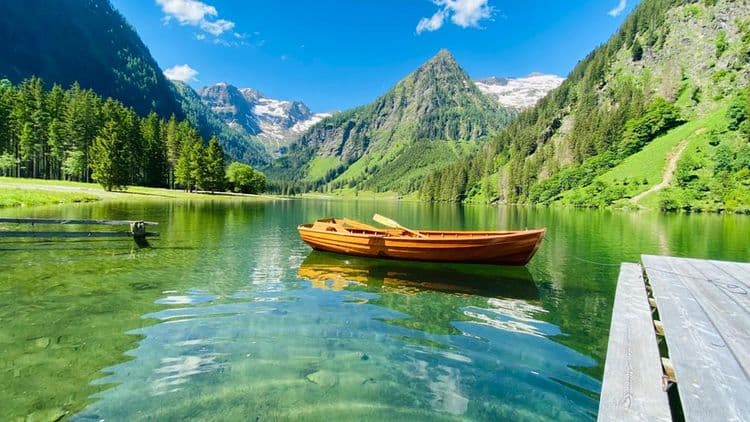 Sea with mountain view